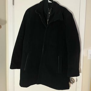 Macys Cole Haan Men's Classic-Fit Car Coat with Faux-Leather Trim